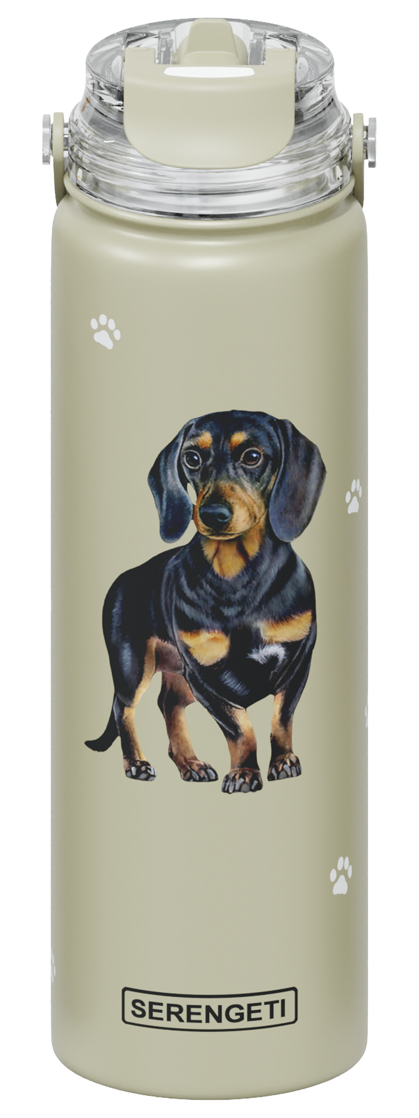 Serengeti Water Bottle - Dachshund (Black/Tan) - 24oz