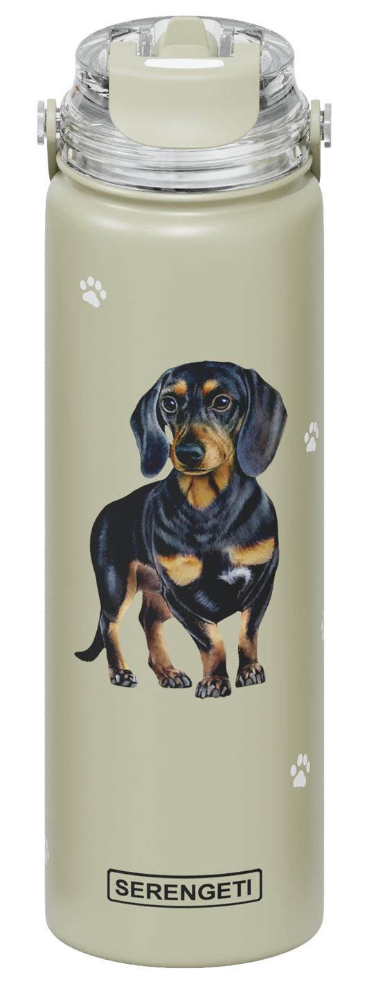 Serengeti Water Bottle - Dachshund (Black/Tan) - 24oz