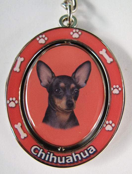 Dog Lovers Spinning Key Chain - Black Chihuahua