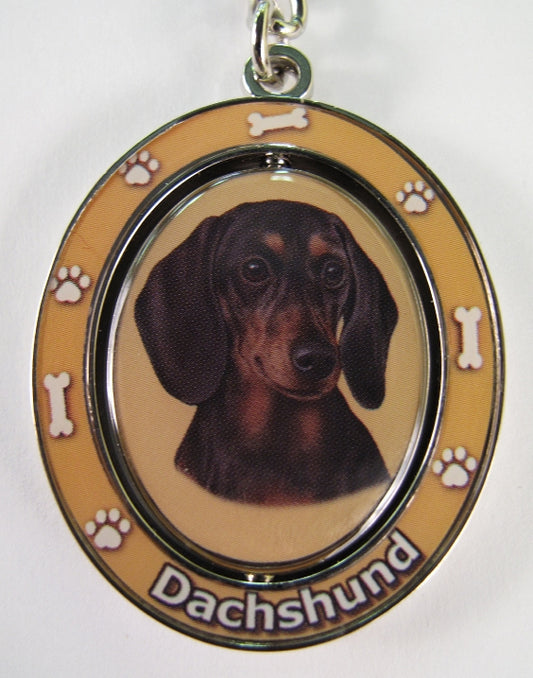 Dog Lovers Spinning Key Chain - Black Dachshund