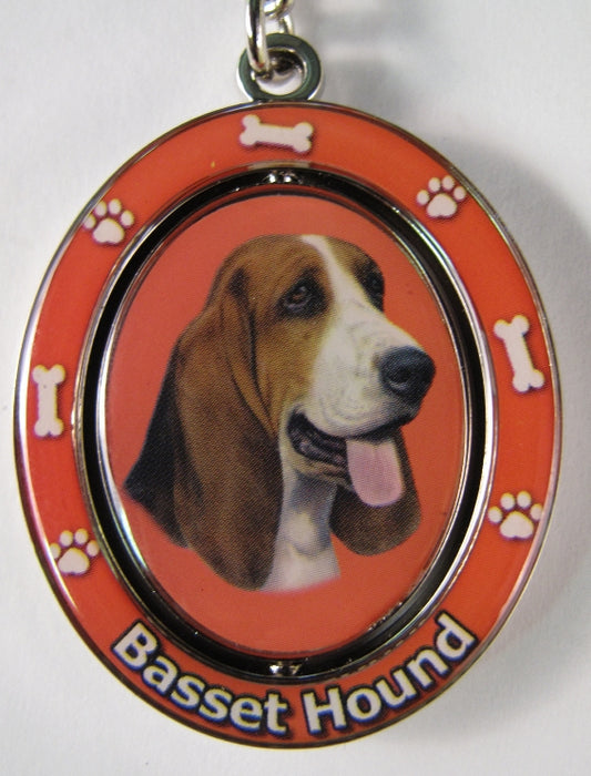 Dog Lovers Spinning Key Chain - Basset Hound