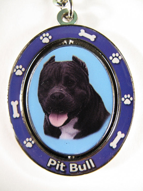 Dog Lovers Spinning Key Chain - Black Pitbull