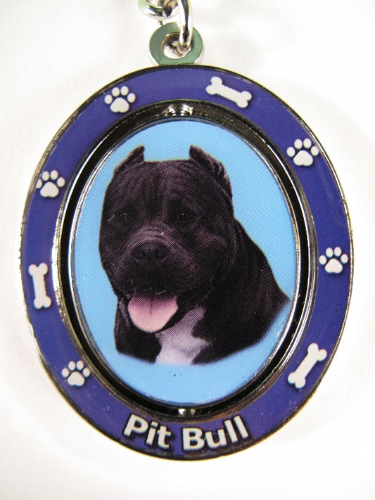 Dog Lovers Spinning Key Chain - Black Pitbull