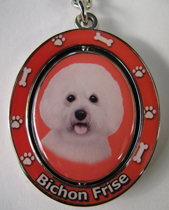 Dog Lovers Spinning Key Chain - Bichon Frise