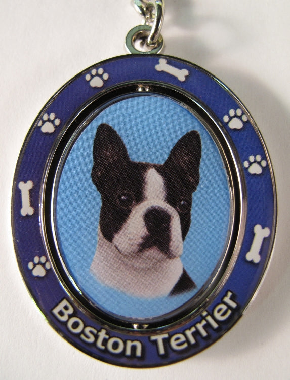Dog Lovers Spinning Key Chain - Boston Terrier