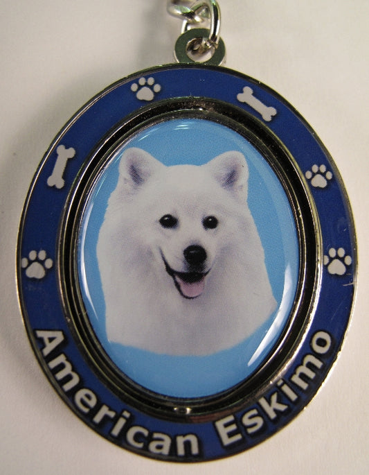 Dog Lovers Spinning Key Chain - American Eskimo