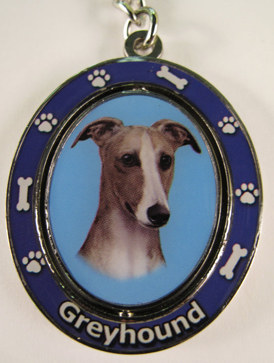 Dog Lovers Spinning Key Chain - Greyhound