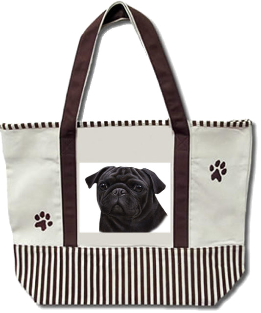 Black Pug Tote Bag