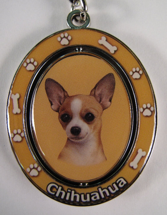 Dog Lovers Spinning Key Chain - Tan Chihuahua