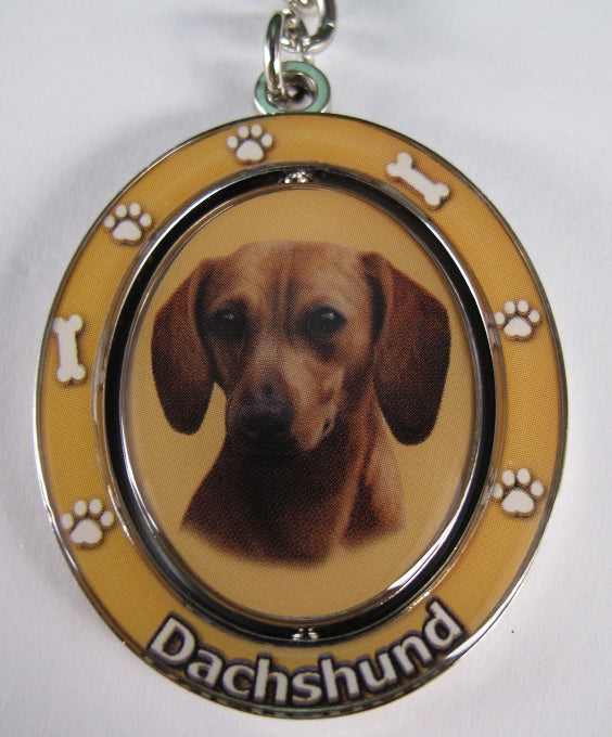 Dog Lovers Spinning Key Chain - Tan Dachshund