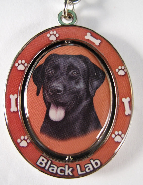 Dog Lovers Spinning Key Chain - Black Labrador