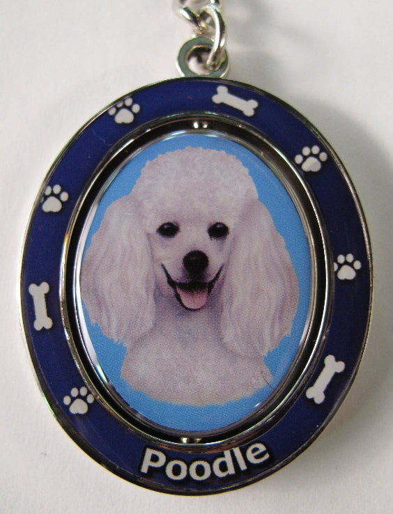 Dog Lovers Spinning Key Chain - White Poodle