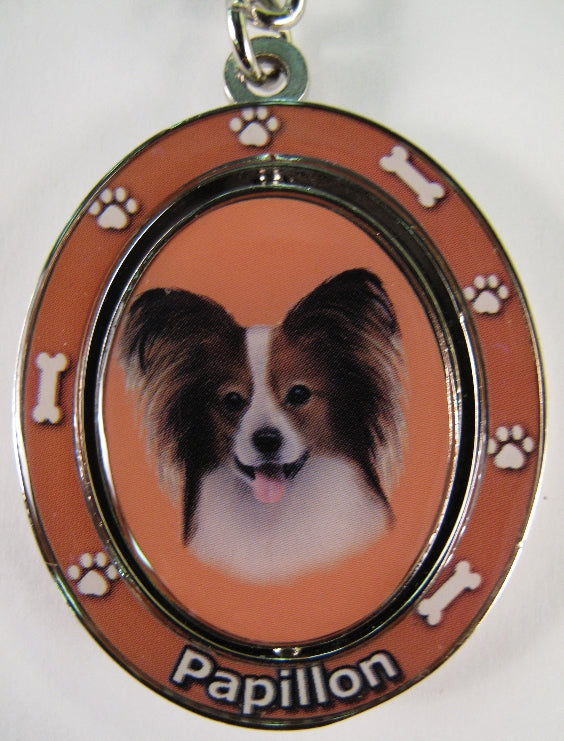 Dog Lovers Spinning Key Chain - Papillon