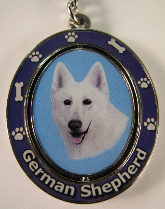 Dog Lovers Spinning Key Chain - White German Shepherd