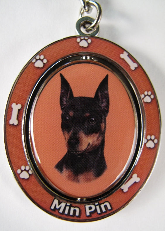 Dog Lovers Spinning Key Chain - Min Pin